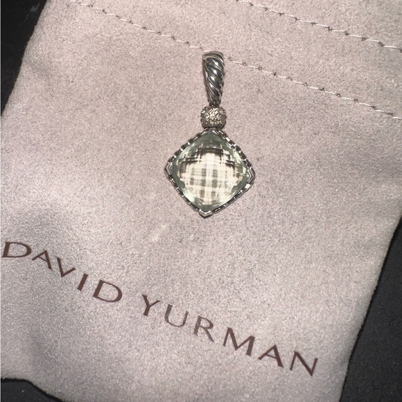 David Yurman Prasiolite Cushion on Point Pendant w/ Diamonds - Picture 3 of 13